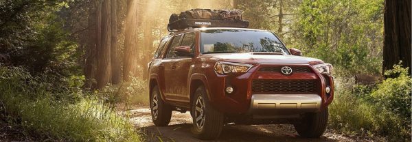 The 2018 Toyota 4Runner driving through the woods in a blog post about Toyota cars for sale in Sanford, NC.